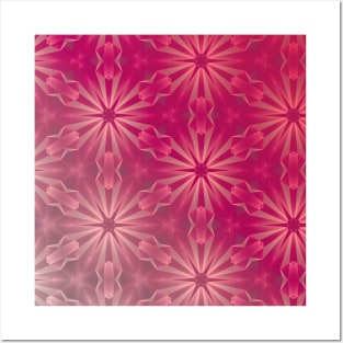 Pink & Grey Star Shine Pattern Posters and Art